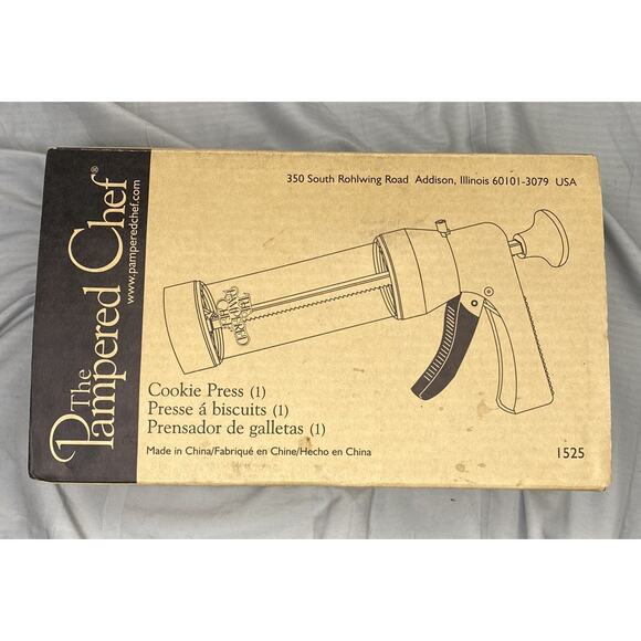 Pampered Chef Cookie Press 1525 Retired 15 Disks Designs Spritz Cookies VTG Y2K - Picture 2 of 2